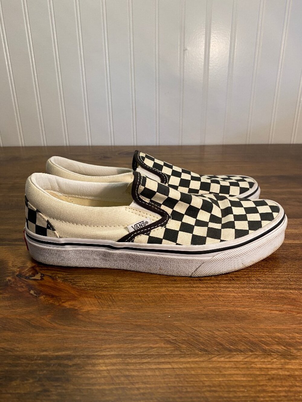 Vans - Classic Slip-On Checkerboard Canvas Sneakers - Women's 6.5 Men's 5